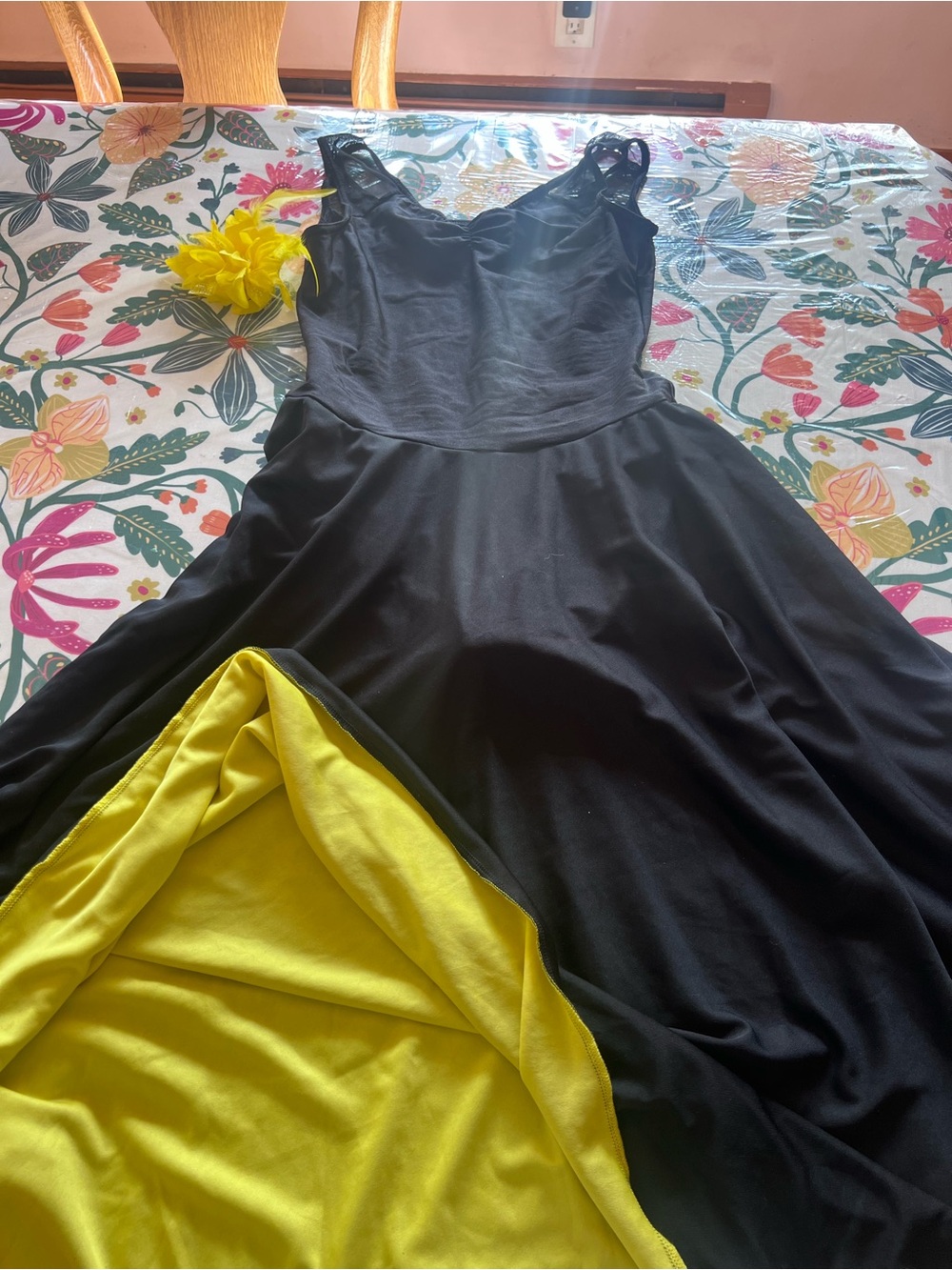 Wish Black Dress with Yellow Lining Kids Dance Costume